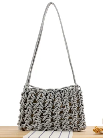 Cheiropoiiti Plekti Asymetriki Tsanta Omou Casual Diakopes Paralias Tote Minimalistiki Moda Kathimerini Gynaikeia