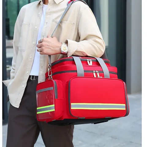 Mochila de Primeros Auxilios Médicos de Emergencia de Tela Oxford Impermeable Gran Capacidad Multi Compartimento Bolsa de Supervivencia al Aire Libre Viaje