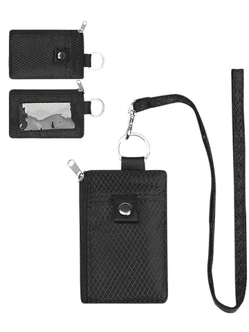 Unisex Casual Polyester Minimalistische Kaarthouder Portemonnee RFID Blokkering Mini Nekkoord Portemonnee Met Sleutelhanger ID Venster Voor Reizen