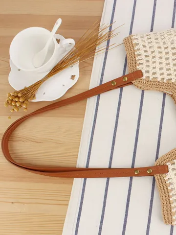 Γυναικείο Χειροποίητο Υφαντό Tote Bag Casual Ριγέ Τσάντα Ώμου από Βαμβακερό Σχοινί Μεγάλης Χωρητικότητας Καλοκαιρινή Τσάντα Διακοπών στην Παραλία