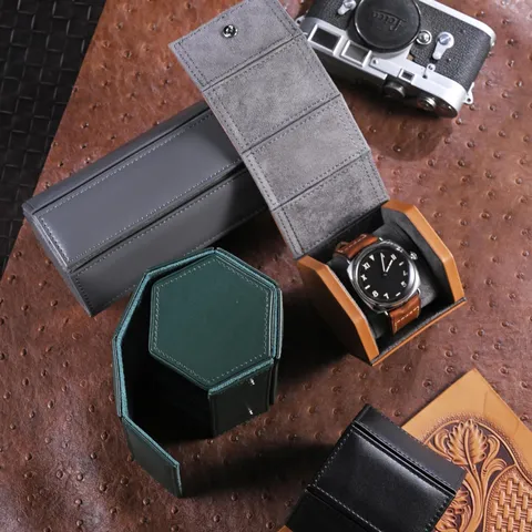 Zeshoek PU Leer Horloge Opbergdoos Draagbare Horloge Collectie Display Case Voor Mannen Vrouwen