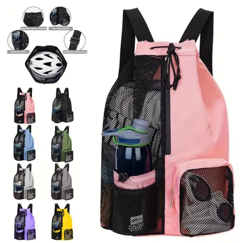 Unisex Outdoor Zwemmen Gym Rugzak Waterdicht Mesh Trekkoord Tas Strand Rugzak Voor Zwemmen Reizen Sport Workout