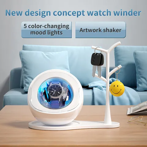 Creative ABS Automatic Watch Winder Key Holder Tree Mechanical Watch Box LED Light Organizer For Home Desktop