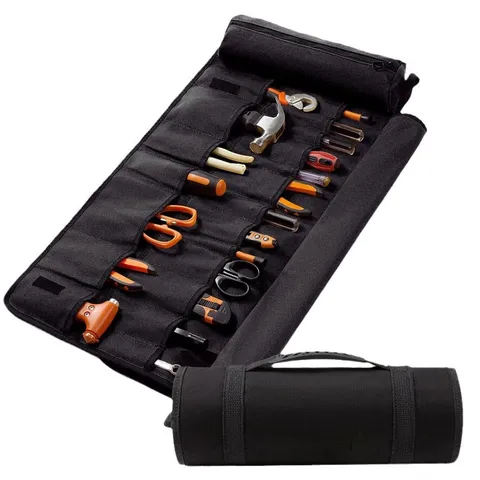 Borsa Portautensili Arrotolabile in Tela Multiuso Con Multitasche Custodia Organizzatore per Chiavi Resistente all'Usura per Auto Casa