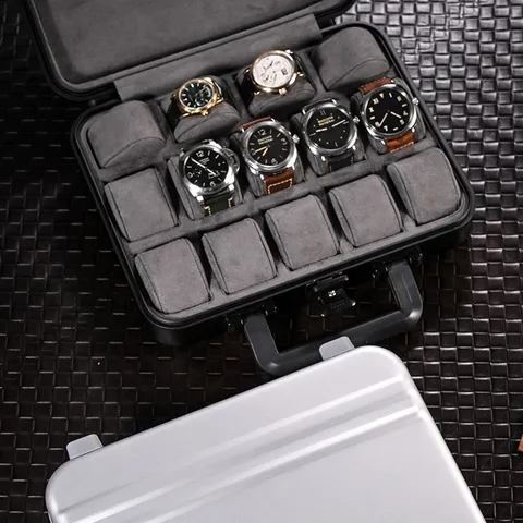 Portable Aluminum Alloy Watch Storage Case With Combination Lock Large Capacity Hard Shell Protective Organizer Briefcase Box