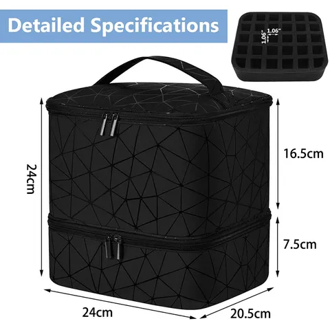 Dubbele Laag Grote Capaciteit Nagellack Organisatortas Waterdicht PU Leer Cosmetica Koffer Draagbare Make Up Doos Reis Toilettas Opbergtas Voor Gereedschap UV Lamp Flessen