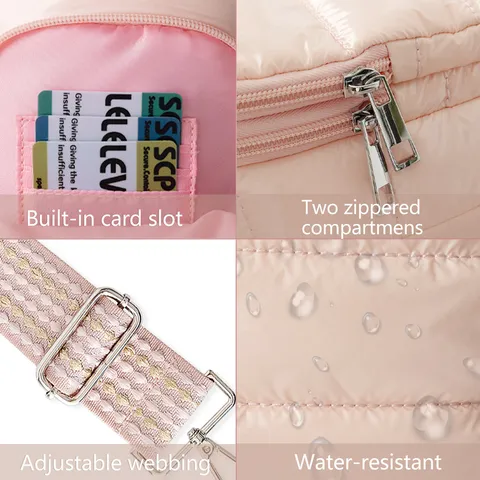 Dames Casual Gewatteerde Dons Katoen Crossbody Tas Reizen Outdoor Waterfles Schoudertas Mode Gewatteerde Messenger Tas