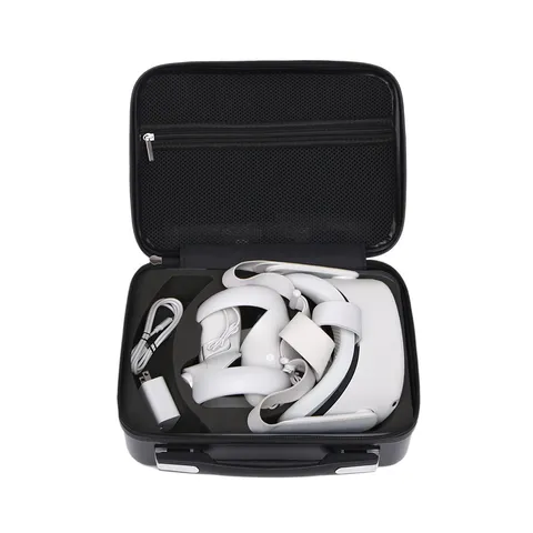 Hard Shell Protective VR Storage Backpack Vertical Stripe Pattern Shockproof Travel Carrying Case With Handle Adjustable Shoulder Strap Digital Organizer Bag