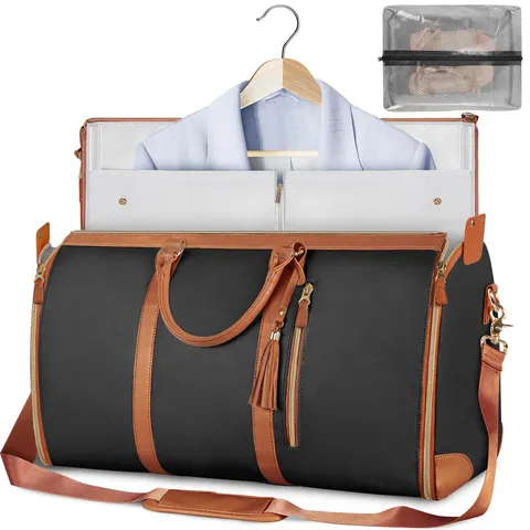 Moda Pelle PU Borsa Porta Abiti da Viaggio Alta Capacità Borsone Impermeabile Fine Settimana Borsa Notturna Con Sacca Scarpe Per Donna Uomo Viaggi d'Affari