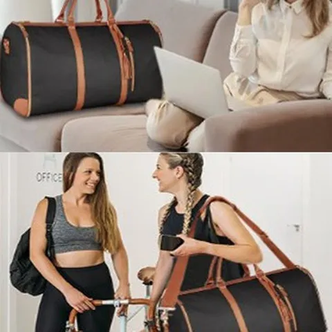 Moda Pelle PU Borsa Porta Abiti da Viaggio Alta Capacità Borsone Impermeabile Fine Settimana Borsa Notturna Con Sacca Scarpe Per Donna Uomo Viaggi d'Affari