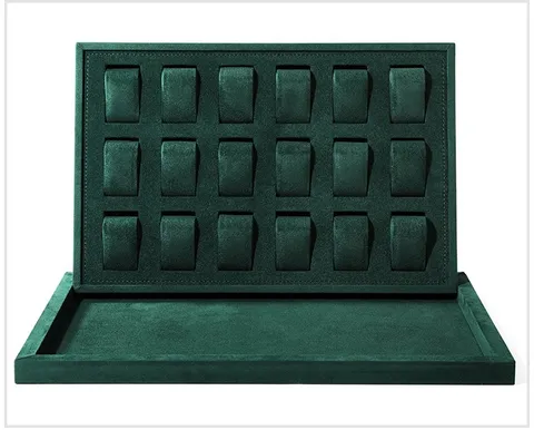 Professionele Houten Flanellen Horloge Display Tray Multi Slot Horloge Opbergdoos Organisator Case Met Zachte Kussens Voor Live Streaming Winkel