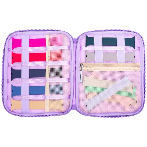 Sac Organisateur d'Accessoires Électroniques En Nylon Matelassé Lettre Brodée Pochette De Rangement Polyvalente Pour Bracelet De Montre Intelligente