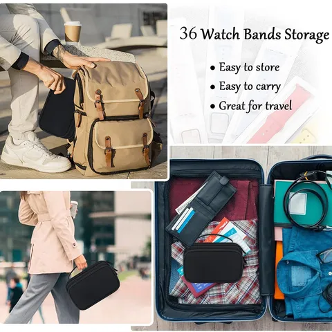 Étui de Rangement Multifonctionnel pour Bracelets de Montre Sac Organisateur de Voyage Portable pour Accessoires Électroniques Avec Fentes Pour Câbles Écouteurs