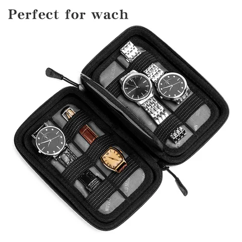Custodia Protettiva in EVA Rigida Portatile Custodia da Viaggio con Cerniera per Orologi e Cinturini Antivento Impermeabile Borsa Porta Accessori