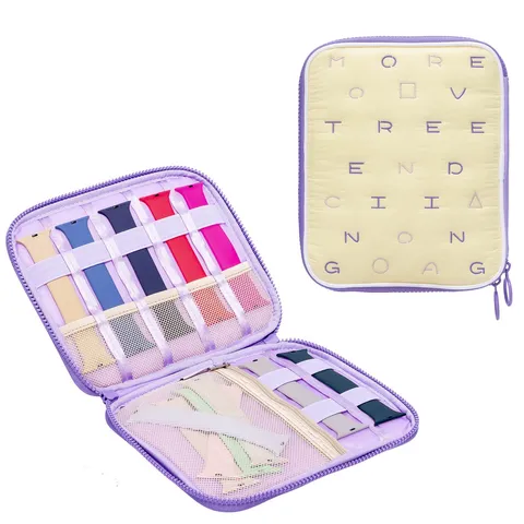 Sac Organisateur d'Accessoires Électroniques En Nylon Matelassé Lettre Brodée Pochette De Rangement Polyvalente Pour Bracelet De Montre Intelligente