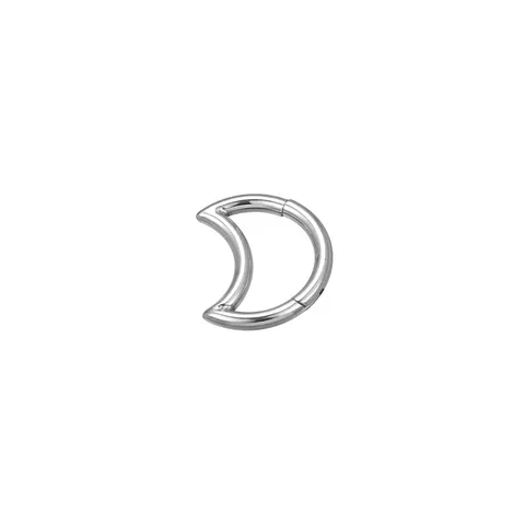 Titanium Alloy Moon Piercing Hoop Earrings Hinged Segment Seamless Rings Geometric Pyramid Stud Body Jewelry For Unisex