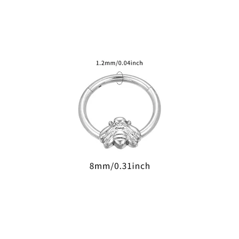 G23 Titanlegierung Biene Pfotenabdruck Piercing Ring Septum Clicker Segment Ring Körperschmuck Helix Ohrring Unisex