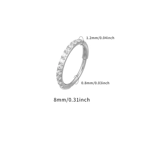G23 Titanlegierung Nahtloser Creolen Ohrring Mit Mikro-Eingelegten Zirkonia Körperpiercing-Schmuck Für Unisex Nischendesign Punktionsring