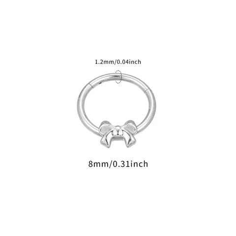 Titanium Alloy Bowknot Hinged Segment Ring Piercing Earring For Women Men Unisex Minimalist Body Jewelry For Helix Daith Septum Conch