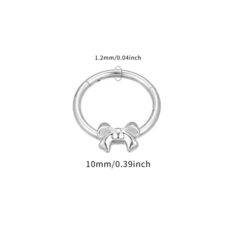 Titanium Alloy Bowknot Hinged Segment Ring Piercing Earring For Women Men Unisex Minimalist Body Jewelry For Helix Daith Septum Conch