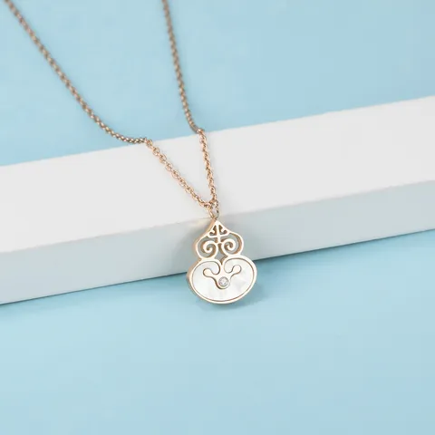 Modische Titanstahl Roségold Vergoldete Anhänger Halskette Für Damen Elegante Geometrische Stern Perlmutt Strass Inlay Schlüsselbein Kette Minimalistischer Schmuck