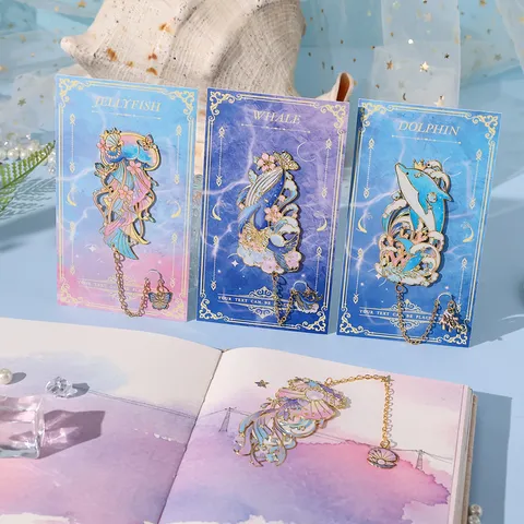 Marcador de Metal Hueco Marino Creativo Regalo para Estudiante Exquisito Lindo Mariposa Pluma Papelería