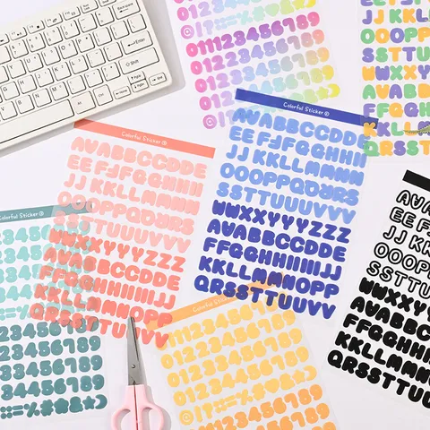 Niedliche Alphabet Nummer Papier Aufkleber Bonbon Verlaufsfarben Für Scrapbooking DIY Journal Tagebuch Dekoration Schüler