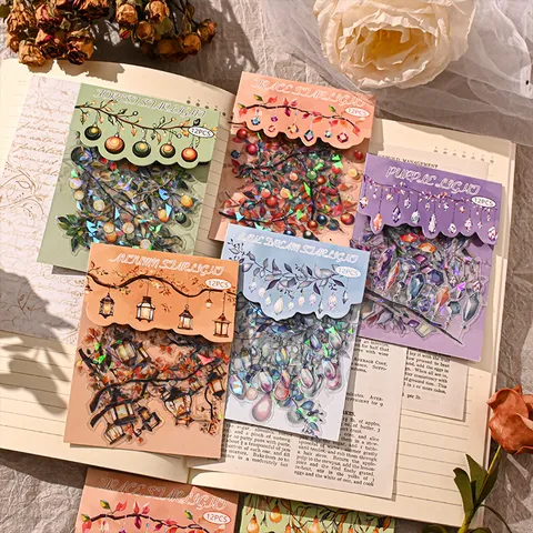 Beleuchtung Bronzing Journaling Aufkleber PET Transparentes Dekoratives Material DIY Collage Briefpapier