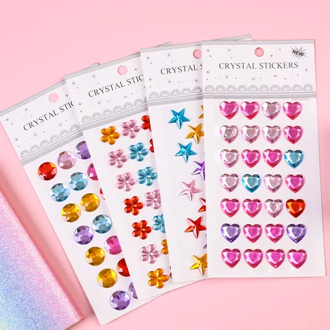 Kinder Kristall Diamant Aufkleber Bunte Acryl Edelstein Aufkleber Selbstklebend Glänzende Cartoon Handwerk Dekor Aufkleber