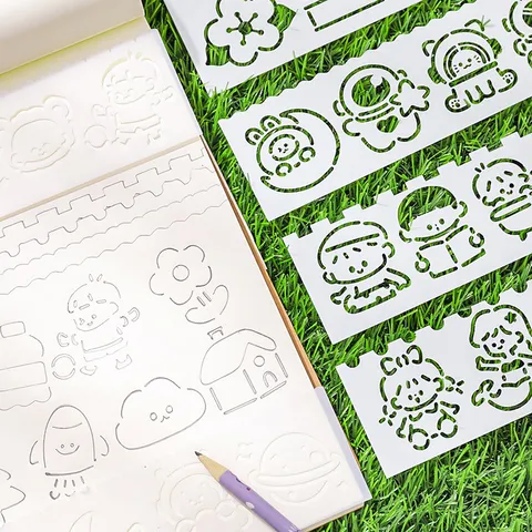 Cartoon Hollow Drawing Stencil Ruler Student Painting Template DIY Graffiti Lace Ruler School Stationery Gift