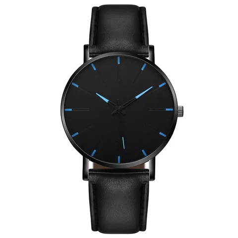Men's Quartz Watch Minimalist Thin Business Casual Watch With Faux Leather Strap Alloy Case Pointer Display