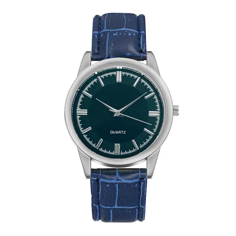 Men's Casual Business Quartz Watch Alloy Case Crocodile Pattern Leather Strap Large Dial Wristwatch