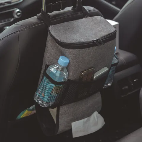 Car Backseat Organizer Multi-Functional Storage Bag Thermal Cooler Bag Polyester Grey Car Interior Accessories