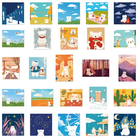 Autocollants Imperméables d'Illustrations de Dessins Animés Mignons Pour Étui de Téléphone Cahier Bagage Bouteille d'Eau Décoration
