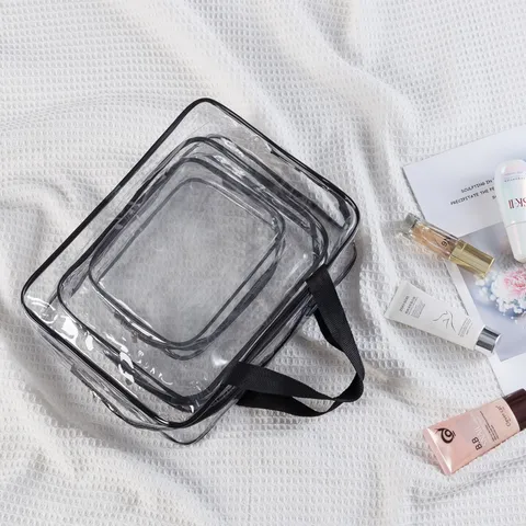 Transparent PVC Waterproof Cosmetic Makeup Storage Pouch Portable Travel Organizer Bag Set