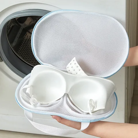 Mesh Bra Laundry Bag Sandwich Fabric Anti-Deformation Washing Machine Bag With Zipper For Home Underwear Lingerie Care
