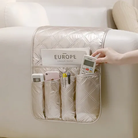 PU Waterproof Non-Slip Sofa Hanging Bag Living Room Remote Control Magazine Storage Bag Multipurpose Bedside Table Storage Bag