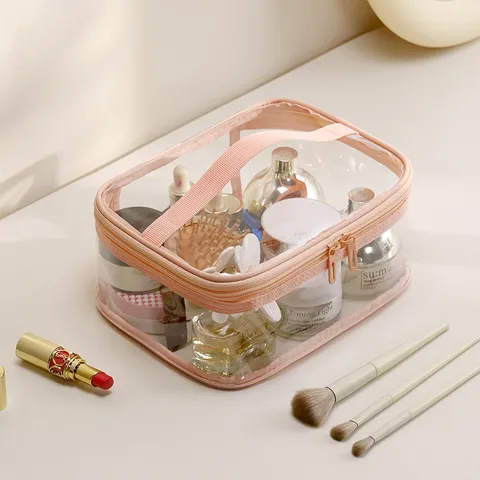 Transparent Wasserdicht PVC Kosmetiktasche Tragbare Reise Make-up Tasche Große Kapazität Waschaufbewahrungstasche Für Damen