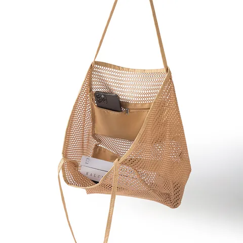 Multifunktionale Lässige Große Umhängetasche Einkaufstasche Outdoor Schwimmen Strandtasche Atmungsaktive Visuelle Netz Tragetasche Aufbewahrungstasche