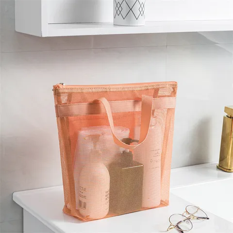 Multifunktionale Visuelle Mesh Strandtasche Schwimmende Aufbewahrungstasche Tragbarer Reise Toilettenartikel Organizer
