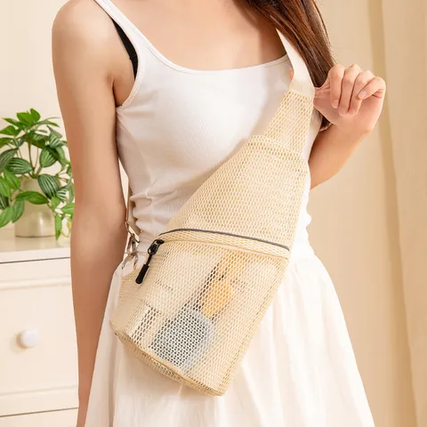 Bolso de Pecho para Hombre Poliéster Malla Transpirable Bandolera Casual Deporte Aire Libre Crossbody Ligero Viaje