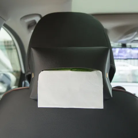 Caja de Pañuelos para Coche de Cuero PU Parasol Impermeable Soporte Colgante para Respaldo de Asiento Caja de Almacenamiento Plegable para Interior de Automóvil