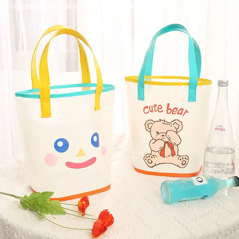 Bolsa de Playa de PVC Transparente Estampado de Oso Lindo Dibujos Animados Bolsa de Almacenamiento Impermeable Juguetes para Niños Natación