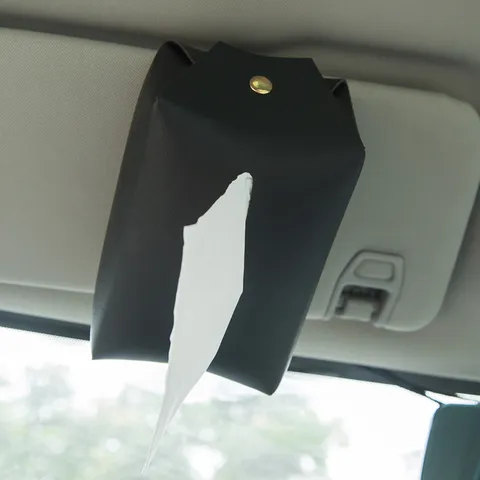 Caja de Pañuelos para Coche de Cuero PU Parasol Impermeable Soporte Colgante para Respaldo de Asiento Caja de Almacenamiento Plegable para Interior de Automóvil