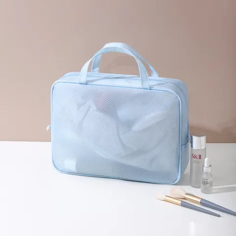 Wasserdichte PVC Netz Kosmetiktasche Tragbare Reise Waschbeutel Große Kapazität Aufbewahrungstasche Für Yoga Fitness Schwimmen Damen
