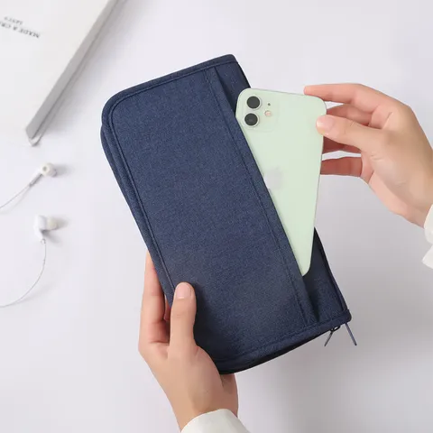 Portapassaporto in Poliestere Impermeabile Organizer per Documenti Viaggio Multifunzionale Borsa per Carte per Uomo Donna