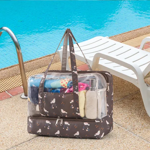 Wasserdichte Trockene Nasse Trennung Reisetasche Sport Fitness Gym Strandtasche Mit Schuhfach Transparentes Fenster