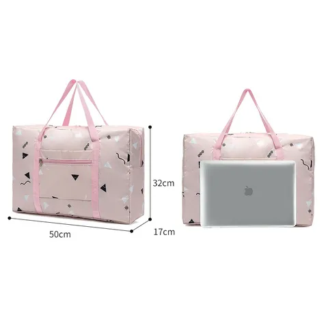 Große Kapazität Faltbare Reise Duffle Tasche Wasserdichte Gepäck Aufbewahrungstasche Geometrischer Druck Tragbare Reise Organizer Tasche