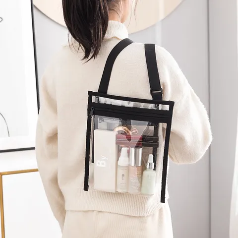 Διαφανής Τσάντα Ώμου PVC Crossbody Mini Cosmetic Makeup Organizer Pouch Travel ID Card Bag για Γυναίκες