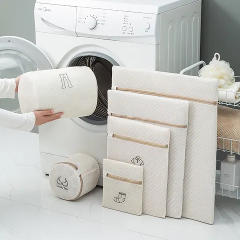 Thickened Sandwich Honeycomb Mesh Laundry Bag Set 6 Pieces Zipper Washing Machine Protection Bags For Underwear Clothes Classification